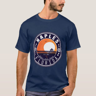 Naples Florida Beach Retro Sunset Pier 80s T-Shirt