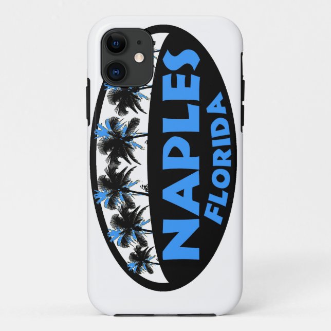 Naples Florida black blue palms Case-Mate iPhone Case (Back)