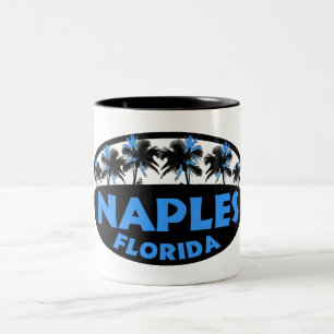 Naples Florida black blue palms Two-Tone Coffee Mug