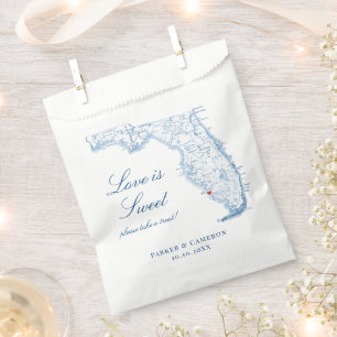 Naples Florida Elegant Map Wedding Favour Bag