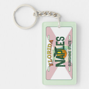Naples Florida flag license plate keychain