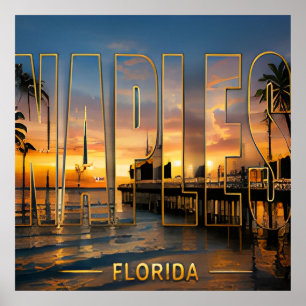 Naples Florida Gulf Coast Travel Vacation Memories Poster