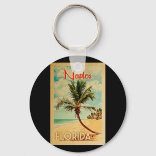 Naples Florida Palm Tree Beach Vintage Travel Key Ring