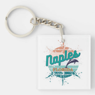 Naples Florida Retro Vintage Exploding Sunset   Key Ring