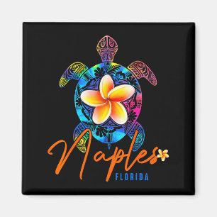 Naples Florida Sea Turtle Tie Dye Trocal Vacation Magnet