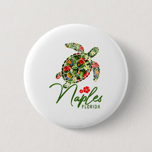 Naples Florida Sea Turtle Tropical Hibiscus Beach 6 Cm Round Badge