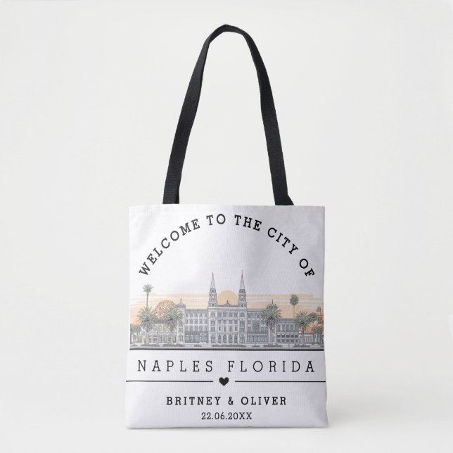  Naples Florida Skyline – Custom Wedding favour Tote Bag (Front)