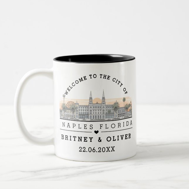  Naples Florida Skyline – Custom Wedding favour Two-Tone Coffee Mug (Left)