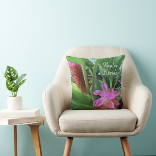 Naples Florida Tropical Flowers  Cushion