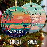 Naples Florida Vintage Seagull Sunset Souvenirs Ceramic Ornament<br><div class="desc">Naples Beach Florida Vintage Seagull Retro Palm Trees 60s Souvenirs. Sunset design with your favourite Florida beach and sea, suitable for Florida beach Towns lovers especially those who love Naples Beach. - You can customise and modify this template by adjusting, changing or deleting the texts contained in it. Changing the...</div>