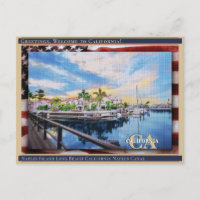 Naples Island Long Beach California Linen + Flag 