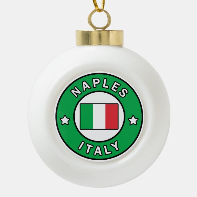 Naples Italy Ceramic Ball Christmas Ornament (Front)