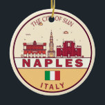 Naples Italy City Skyline Emblem Ceramic Ornament<br><div class="desc">Naples minimalist,  colourful art design featuring monuments and landmarks of the city in Italy.</div>
