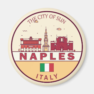 Naples Italy City Skyline Emblem Magnet