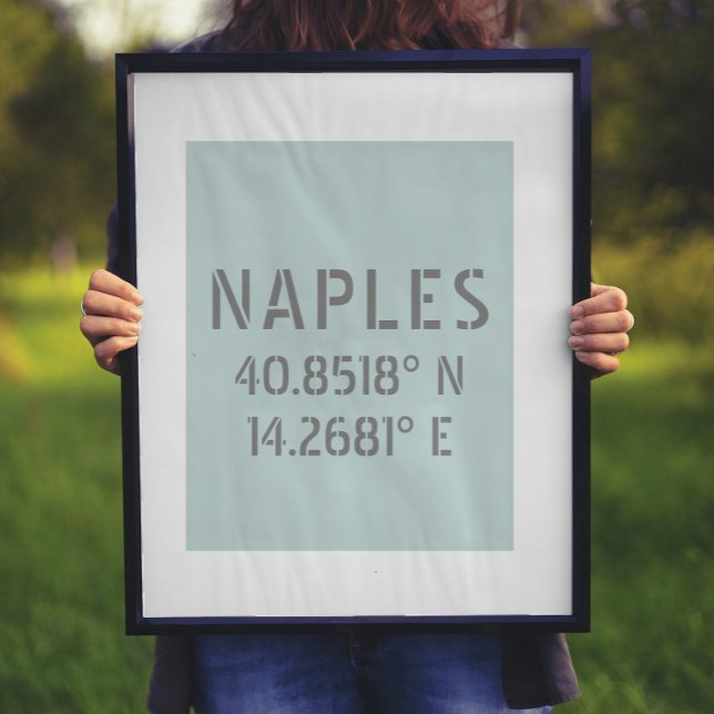 Naples Italy Latitude and Longitude Coordinates  Poster (Creator Uploaded)