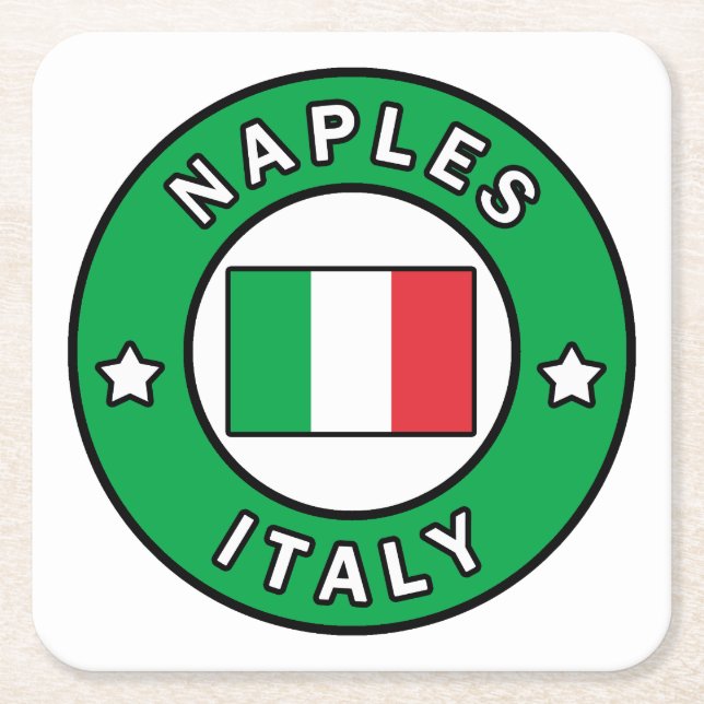 Naples Italy Square Paper Coaster (Front)