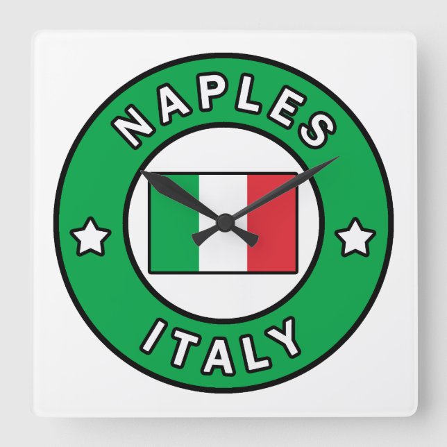 Naples Italy Square Wall Clock (Front)