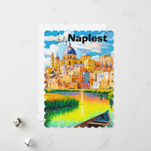 Naples Italy Travel Postcard, Naples Travel Art, I Holiday Card
