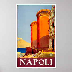 Naples Italy vintage travel Poster