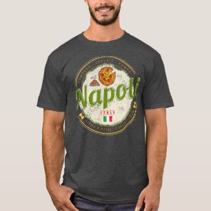 Naples Italy With Vesuvius And Pizza Vintage Souve T-Shirt