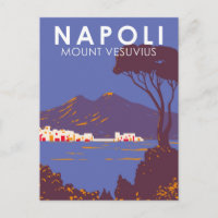 Naples Mount Vesuvius  Travel Art Vintage