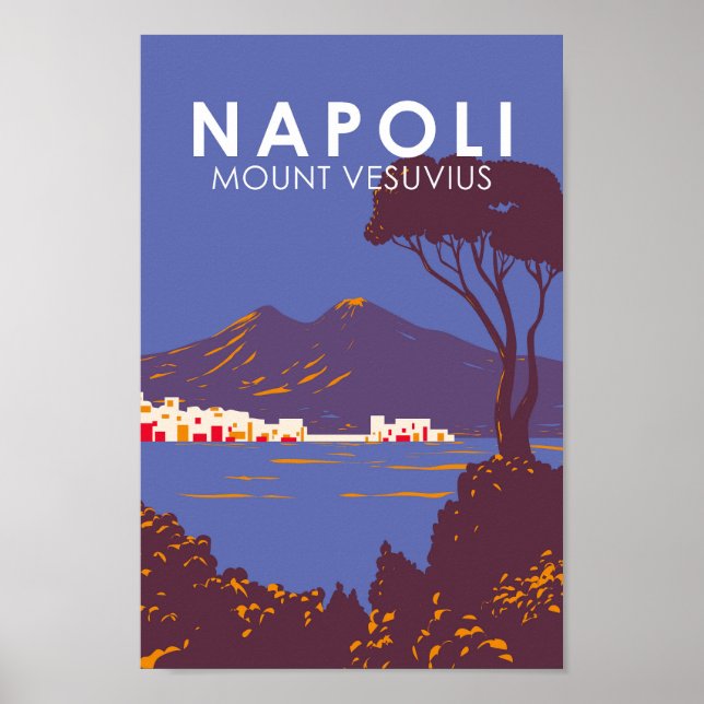 Naples Mount Vesuvius  Travel Art Vintage Poster (Front)