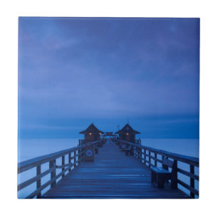 Naples Pier, dawn Ceramic Tile