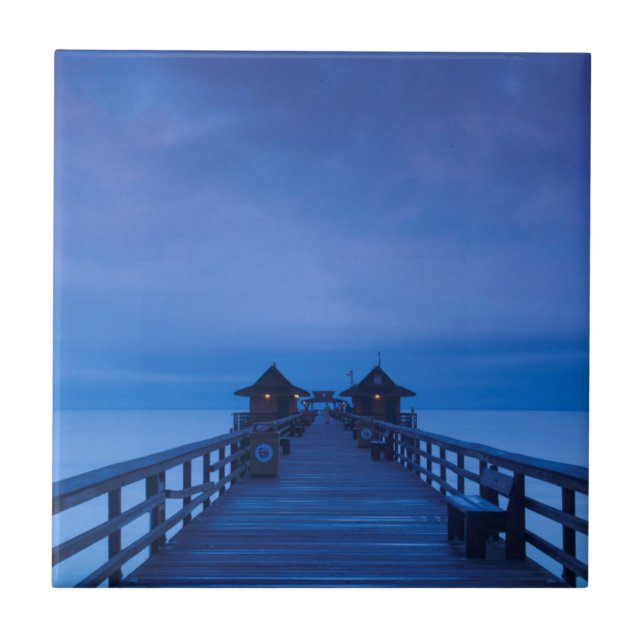Naples Pier, dawn Ceramic Tile (Front)