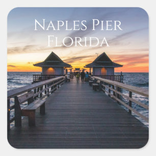 Naples Pier Florida Beach Ocean Square Sticker