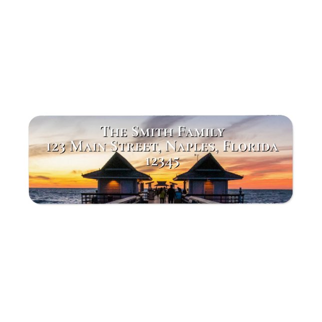 Naples Pier Florida Ocean Sunset  Return Address Label (Front)