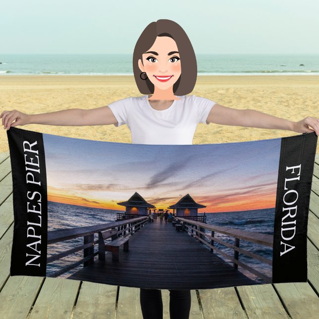 Naples Pier Florida Vacation  Beach Towel (Creator Uploaded)