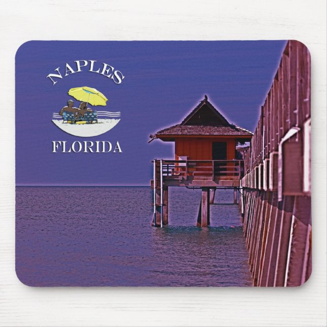 Naples Pier In Blues Mouse Pad (Front)