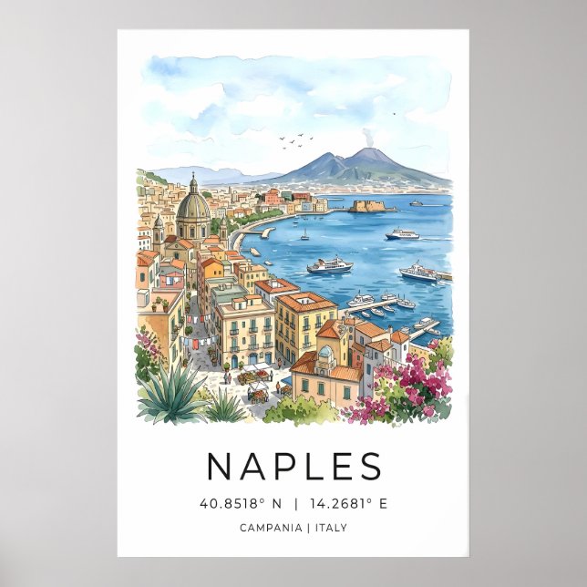 Naples Wall Art Print Turquoise Bay and Cathedral (Front)