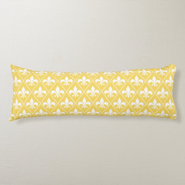 Naples Yellow Fleur de Lys Body Cushion (Front)