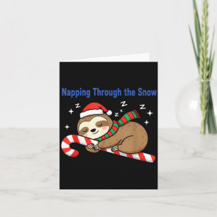Napng Through The Snow Christmas Sloth Candy Cane Card