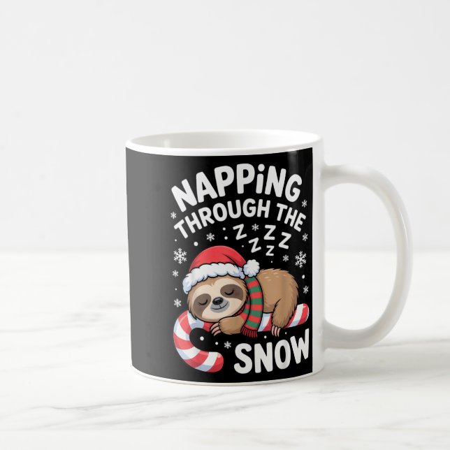 Napng Through The Snow Funny Sloth Candy Cane Xmas Coffee Mug (Right)
