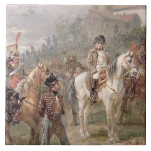 Napoleon and his Troops (oil on panel) (pair of 12 Tile