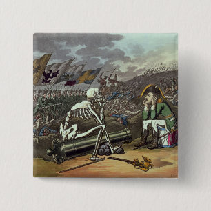 Napoleon and skeleton, 18th 15 cm square badge