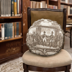 Napoleon Bonaparte and Tsar Alexander I Round Cushion