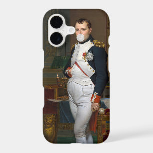 Napoleon Bonaparte blowing a white bubble gum