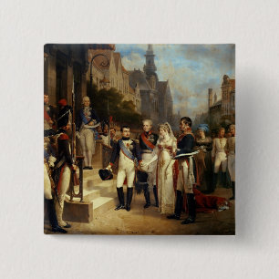 Napoleon Bonaparte Receiving Queen Louisa 15 Cm Square Badge