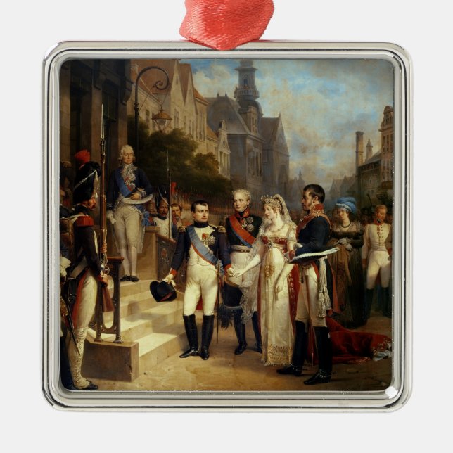 Napoleon Bonaparte Receiving Queen Louisa Metal Ornament (Front)