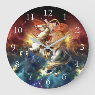 Napoleon Cat in Space                              Large Clock
