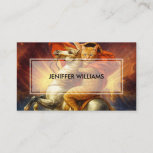 Napoleon Cat Riding Horse Through Galaxy Business Card