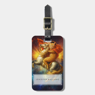 Napoleon Cat Riding Horse Through Galaxy Luggage Tag
