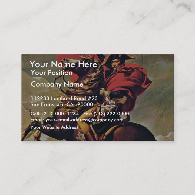 Napoleon Crossing The Alps,  By David Jacques-Loui Business Card (Front)