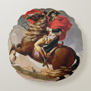Napoleon Crossing the Alps, c.1800 (oil on canvas) Round Cushion