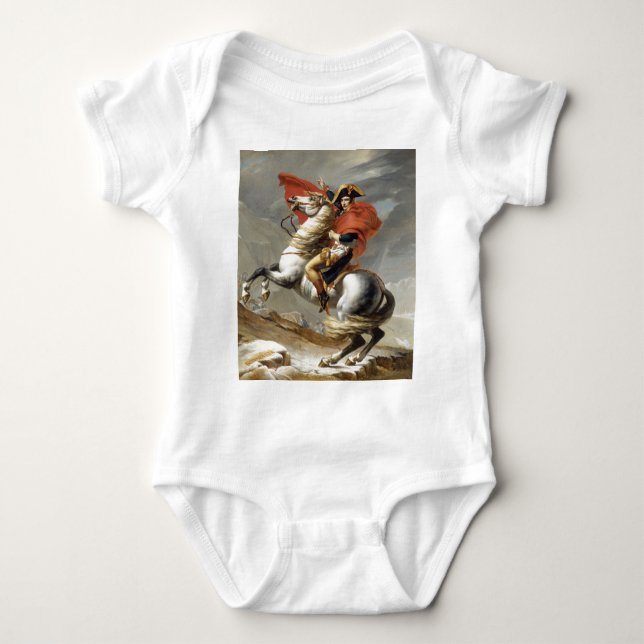 Napoleon Crossing the Alps - Jacques-Louis David Baby Bodysuit (Front)