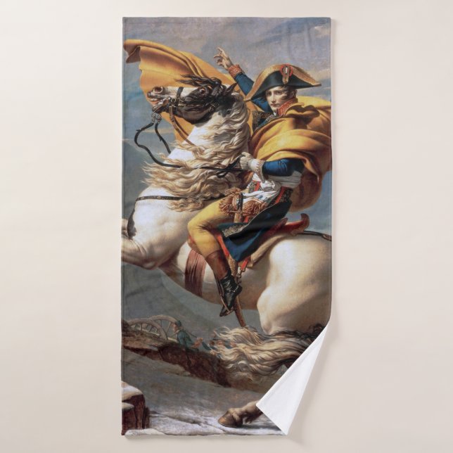 Napoleon Crossing the Alps, Jacques-Louis David Bath Towel (Bath Towel)