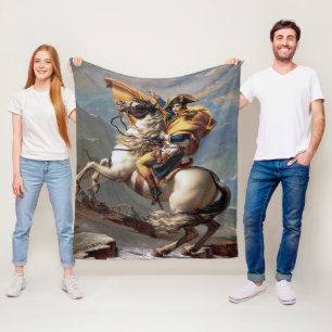 Napoleon Crossing the Alps, Jacques-Louis David Fleece Blanket